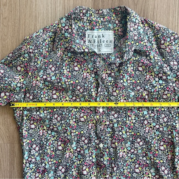 FRANK & EILEEN BARRY Tailored Crinkle Cotton Floral Button-Up Shirt L - Picture 8 of 11